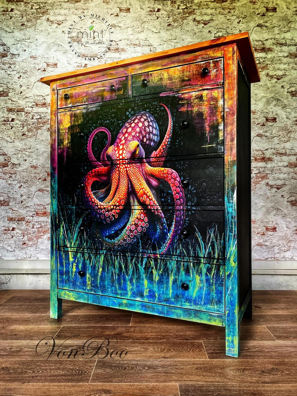 Octopus - Mint by Michelle decoupage papier A1