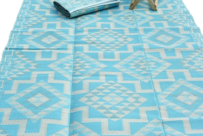 Buiten vloerkleed 180 x 270 - aqua aztec