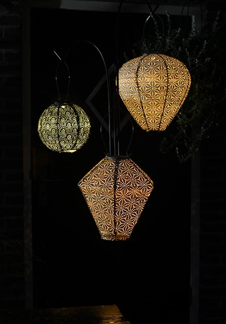 Lumiz Solar Lampion - Balloon 30cm Sashiko (Licht taupe)