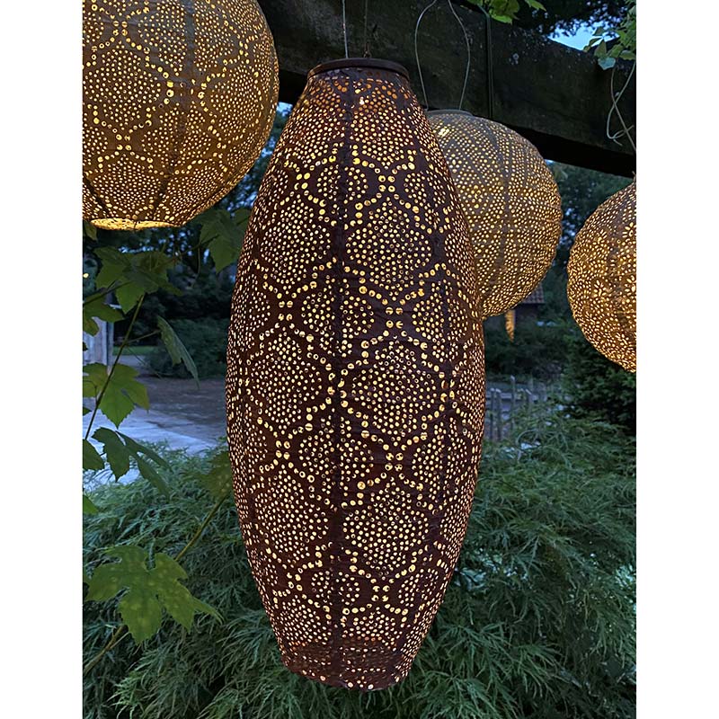 Lumiz Solar Lampion - Long Ovaal 20cm Paisley (koper)