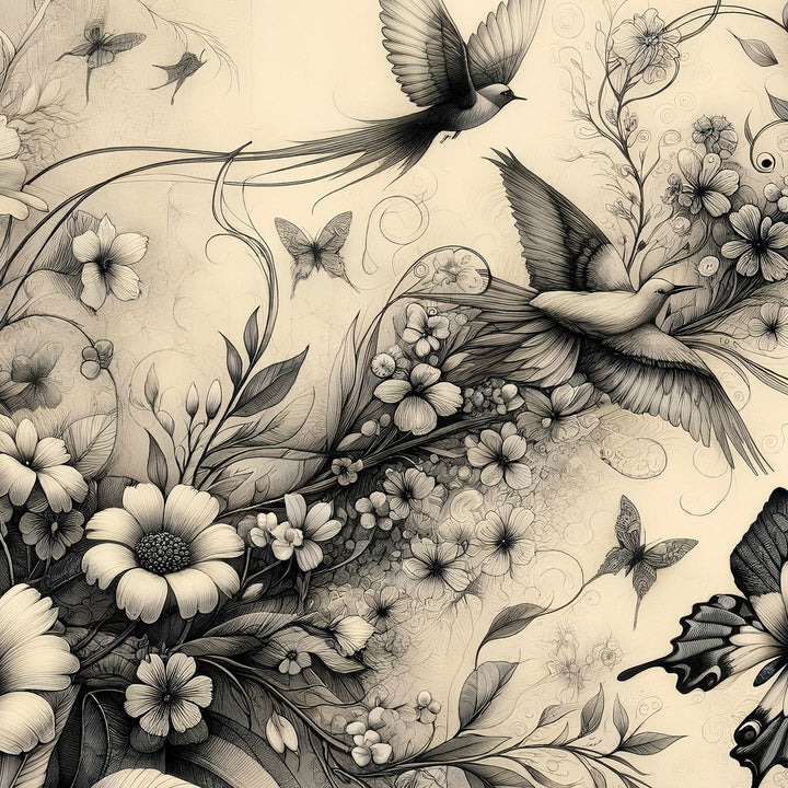 Botanical in Black & White - Mint by Michelle decoupage papier A1