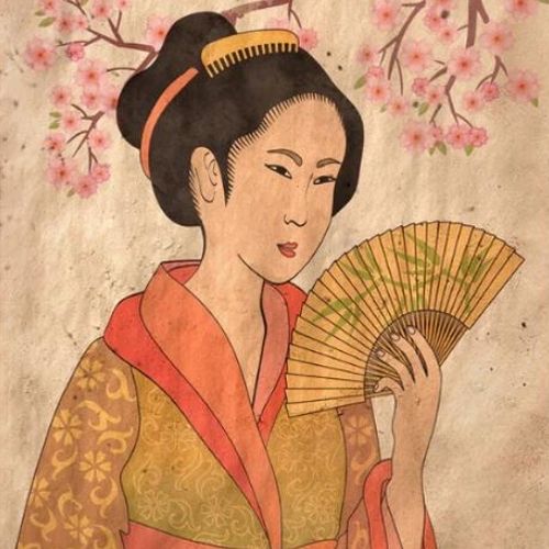 Geisha REVERSED - Mint by Michelle decoupage papier