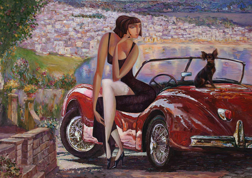 Lady And The Red Car - Mint by Michelle decoupage papier