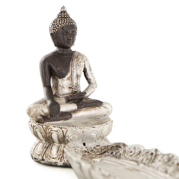 Wierookbrander Boeddha zilver lang