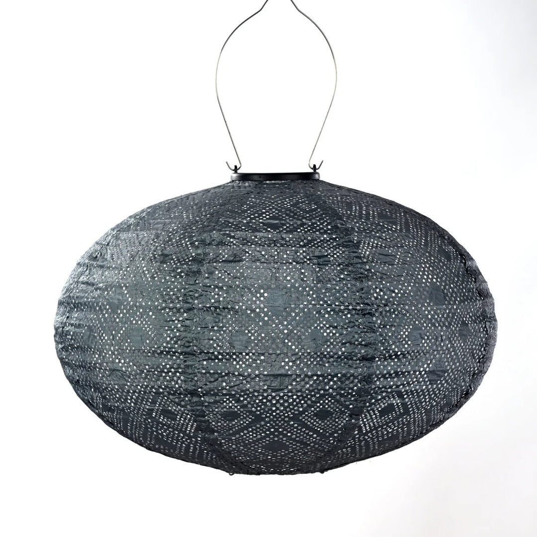 Lumiz Solar Lampion - Oval 40cm Paisley (Grijsblauw)