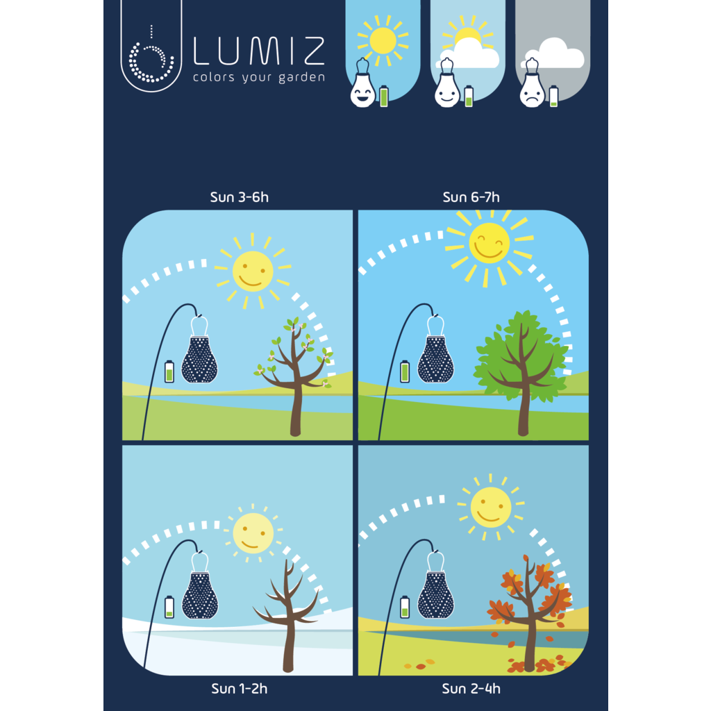 Lumiz Solar Lampion - Oval 40cm Mosaic (Grijsblauw)