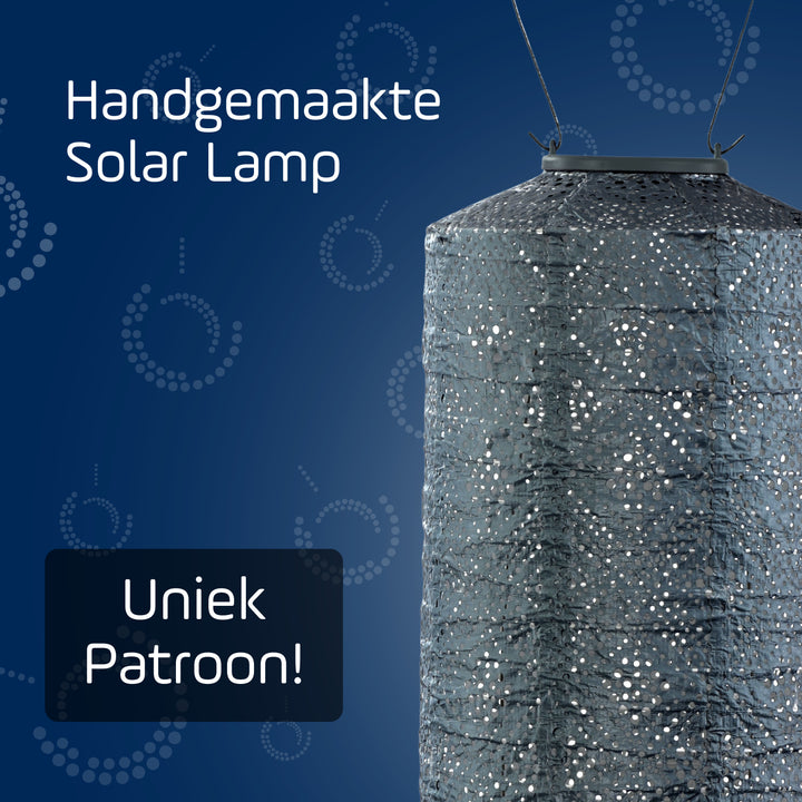 Lumiz Solar Lampion - Cylinder 18cm Topaze (Grijs Blauw)